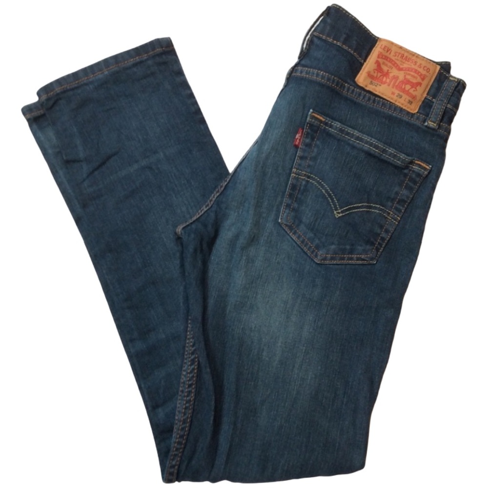 Levis Mens 502 Taper Fit Jeans Size 29 x 32 Actual Size 28x 29 Red Tab Dark Wash